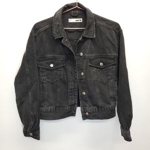 Topshop Moto washed black denim jacket US6 UK10